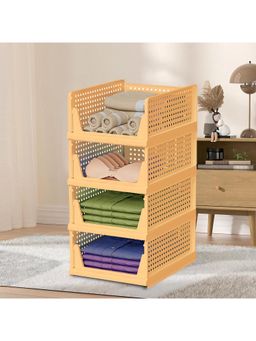 Kuber Industries - Yellow Plastic Storage Wardrobe Organizers (Pack of 4)