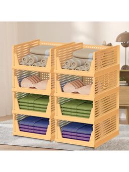 Kuber Industries - Yellow Plastic Storage Wardrobe Organizers (Pack of 8)