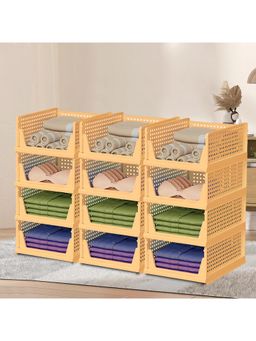 Kuber Industries - Yellow Plastic Storage Wardrobe Organizers (Pack of 12)