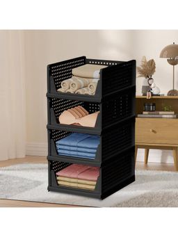 Kuber Industries - Black Plastic Storage Wardrobe Organizers (Pack of 4)