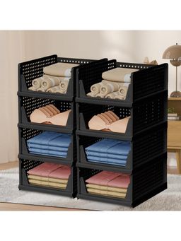 Kuber Industries - Black Plastic Storage Wardrobe Organizers (Pack of 8)