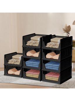 Kuber Industries - Black Plastic Storage Wardrobe Organizers (Pack of 10)