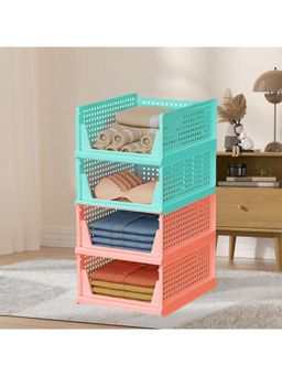 Kuber Industries - Multi-Color Plastic Storage Wardrobe Organizers (Pack of 4)