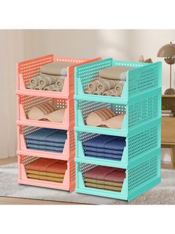 Kuber Industries - Multi-Color Plastic Storage Wardrobe Organizers (Pack of 8)