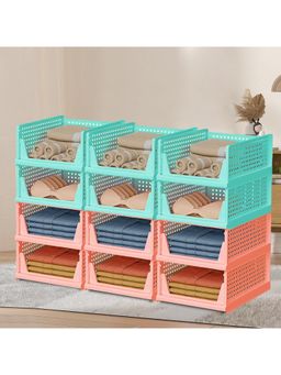 Kuber Industries - Multi-Color Plastic Storage Wardrobe Organizers (Pack of 12)