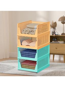 Kuber Industries - Multi-Color Plastic Storage Wardrobe Organizers (Pack of 4)