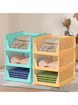 Kuber Industries - Multi-Color Plastic Storage Wardrobe Organizers (Pack of 6)