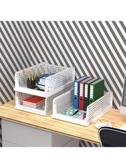Kuber Industries - White Plastic Office Desk Organizers (Pack of 3)