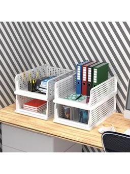 Kuber Industries - White Plastic Office Desk Organizers (Pack of 4)