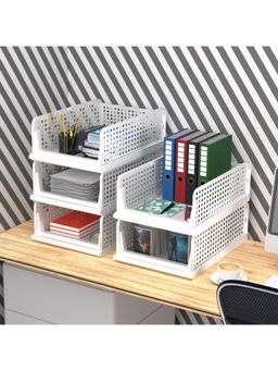 Kuber Industries - White Plastic Office Desk Organizers (Pack of 5)