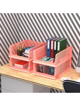 Kuber Industries - Coral Plastic Office Desk Organizers (Pack of 4)