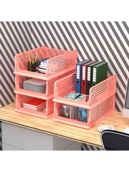 Kuber Industries - Coral Plastic Office Desk Organizers (Pack of 5)
