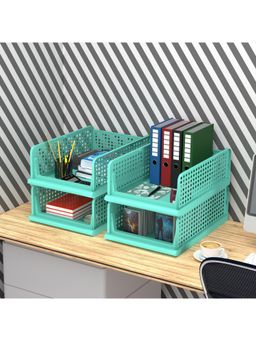 Kuber Industries - Green Plastic Office Desk Organizers (Pack of 4)