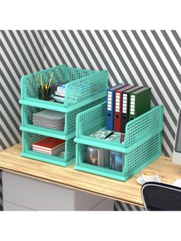 Kuber Industries - Green Plastic Office Desk Organizers (Pack of 5)