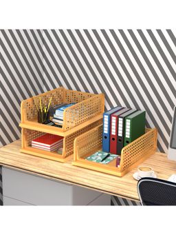 Kuber Industries - Yellow Plastic Office Desk Organizers (Pack of 3)