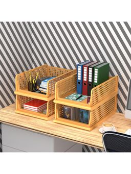 Kuber Industries - Yellow Plastic Office Desk Organizers (Pack of 4)