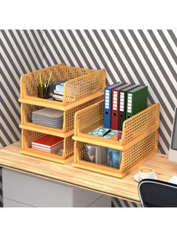 Kuber Industries - Yellow Plastic Office Desk Organizers (Pack of 5)