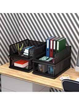 Kuber Industries - Black Plastic Office Desk Organizers (Pack of 4)