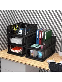 Kuber Industries - Black Plastic Office Desk Organizers (Pack of 5)