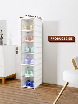 Kuber Industries - White 6-Tier Foldable Storage Shoe Rack