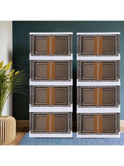 Kuber Industries - Grey Plastic Double Door Storage Box with Wheels & Lid (Pack of 8)