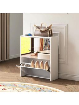 The Artment - White MDF with Mirrored Glass Mirage Shoe Cabinet