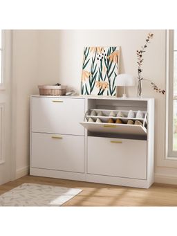 The Artment - White 4 Tier MDF Quadra Shoe Organizer Cabinet