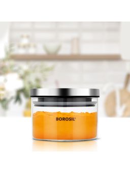 Borosil - Transparent Classic Glass Jar with Airtight Steel Lid (300ml)