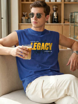 Bewakoof - Blue Legacy Graphic Printed Boxy Fit Vest