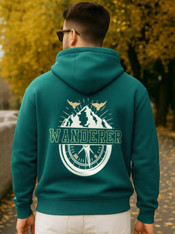 Bewakoof - Men Forest Biome Green Mountain Soul Graphic Printed Oversized Hoodie