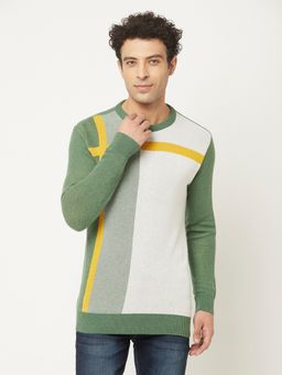 CRIMSOUNE CLUB - Men Multi Colour Sweater with Colour-Block Front