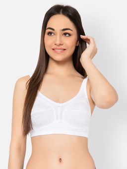Clovia - Non-Padded Non-Wired Full Figure Bra In White - Cotton