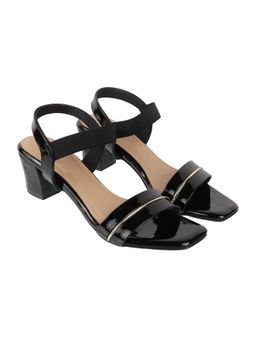 LAZERA SHOES - Lazera Block Heel Sandals Patent Slingback For Women - Black
