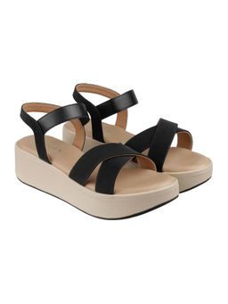 LAZERA SHOES - Lazera Platform Heel Sandals Flatform Criss Cross Elastic For Women - Beige