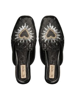 RETTROSE - The Galactic Black Brocade Embellished Mules