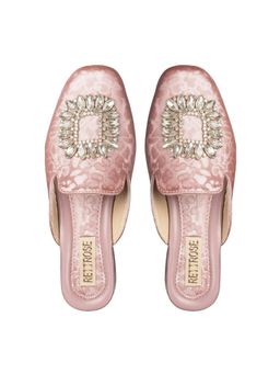 RETTROSE - The Stellar Pink Brocad Embellished Mules