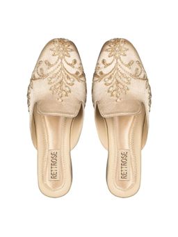 RETTROSE - The Ethereal Nude Satin Embellished Mules