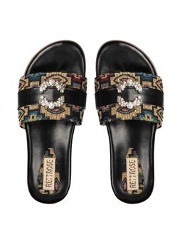 RETTROSE - The Baroque Black Jacquard Embellished Slides