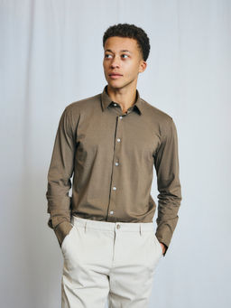 Bruun & Stengade - Men Brown Solid Spread Collar Full Sleeve Shirt