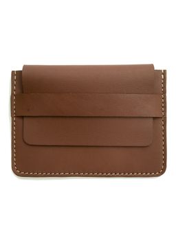 THE LEATHER STORY - Suave Business Card Case With Flap - Mocha Brown