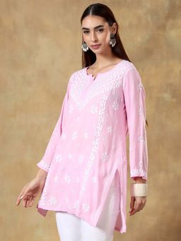 CLUB LOOM - Womens Embroidered Pink Kurti