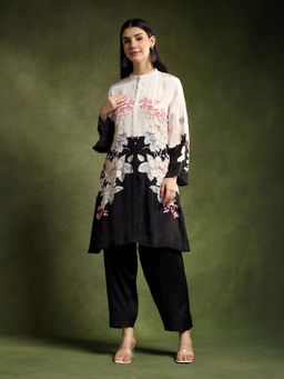 QAIYNAT - Womens Floral Black Co-Ord Set