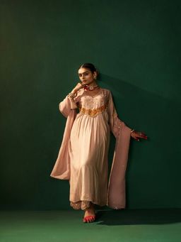 Hirika & Dhruti - Womens Embroidered Pink Kurta with Pant and Dupatta