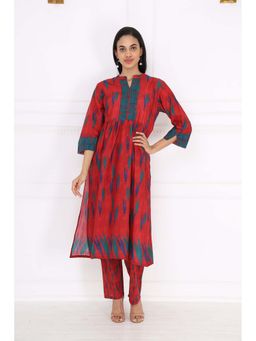 SAROJ - Womens Printed Red Co-Ord Set
