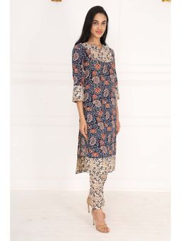 SAROJ - Womens Floral Multi-Color Kurta with Pant
