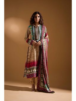 SAROJ - Womens Printed Multi-Color Kurta with Pant and Dupatta