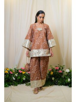 UNDYED - Womens Embroidered Brown Co-Ord Set