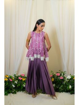 UNDYED - Womens Embroidered Purple Kurti with Palazzo