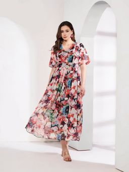 JUSTIN WHYTE - Printed Floral Midi Dress
