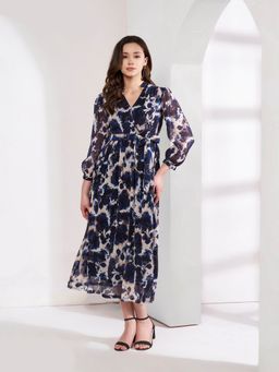 JUSTIN WHYTE - Printed Black And White Flared Dress